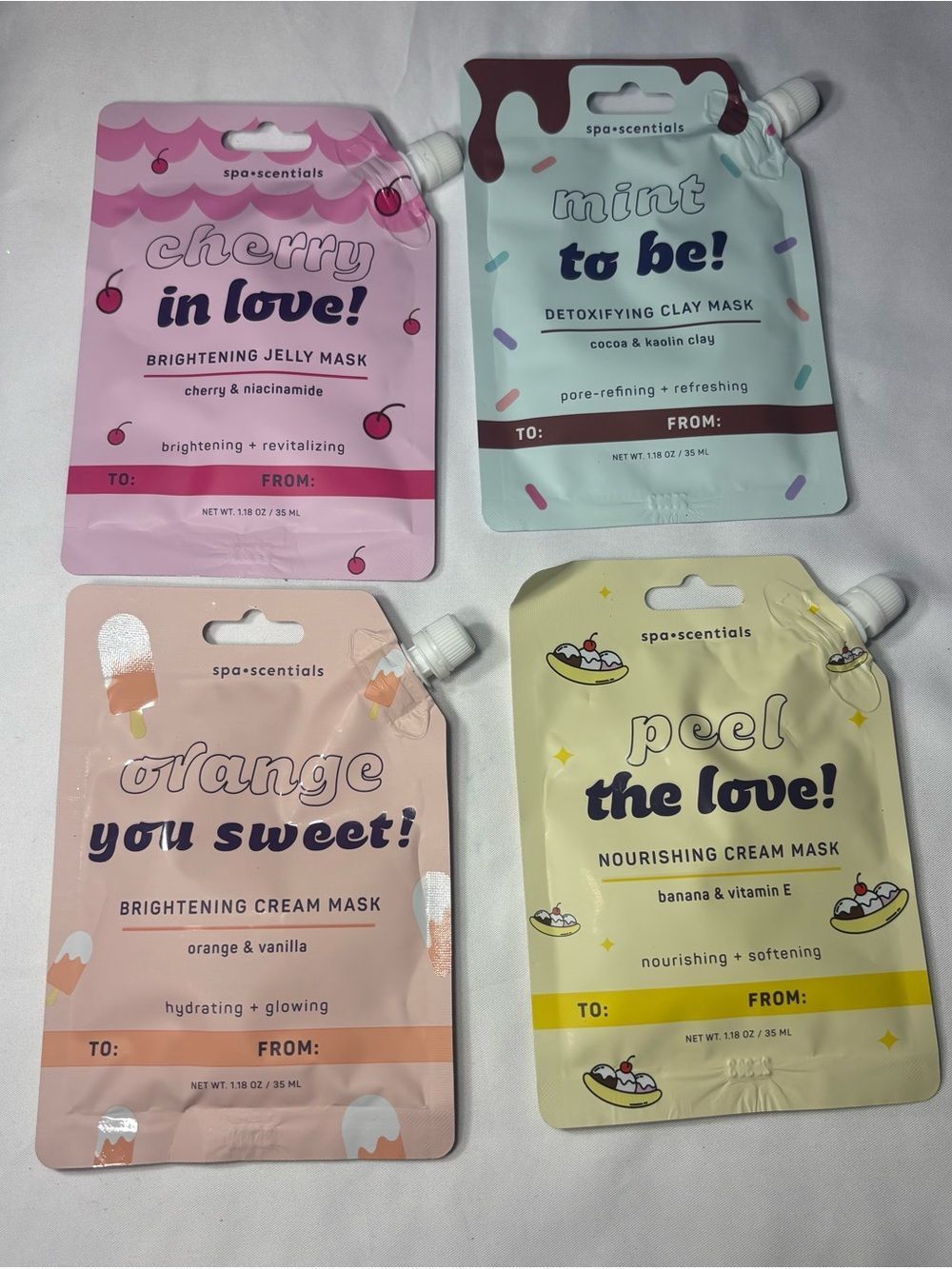 4 New Fruity Face Mask Cherry Mint Orange Banana